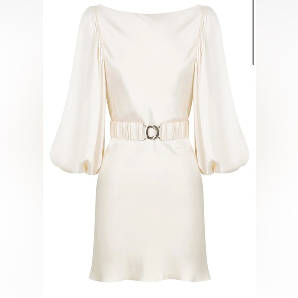 LA LUNE BALLOON SLEEVE MINI DRESS WITH BELT - CREAM - Shona Joy